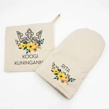 Pajakinnas + pajalapp komplekt "Köögi kuninganna" lilledega