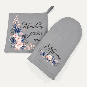 Pajakinnas + pajalapp komplekt "Maailma parim ema" lilledega