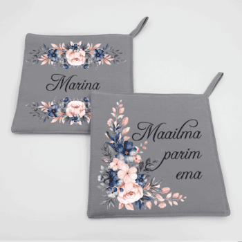 Pajalappide komplekt "Maailma parim ema" lilledega