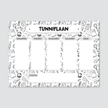 Tunniplaan “Tagasi kooli” valge