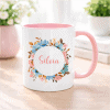 Personaliseeritud Silvia nimega lillemustriga kruus.