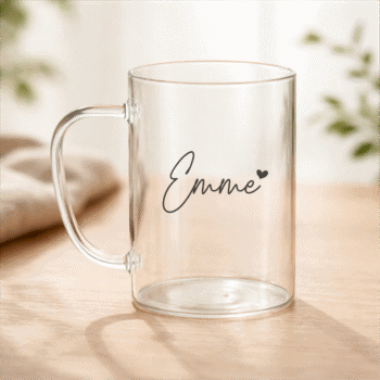 Läbipaistev kruus "Emme" südamega