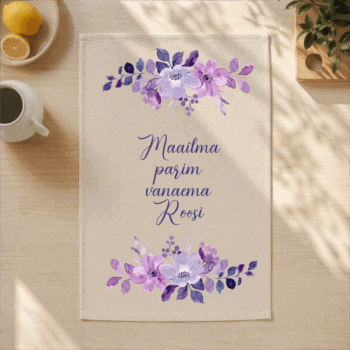 Köögirätik "Maailma parim vanaema" lillad lilled