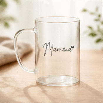 Läbipaistev kruus "Mamma" südamega
