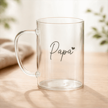 Läbipaistev kruus "Papa" südamega