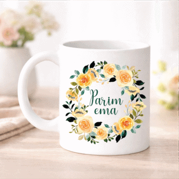 Kruus "Parim ema" kollases lillepärjas
