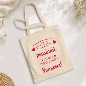 Õlakott "Professionaalne vanaema" roosa tekst
