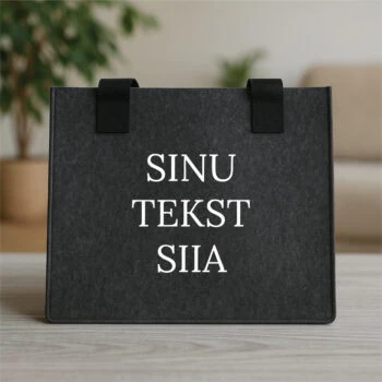 Oma tekstiga tumehall vildist kott